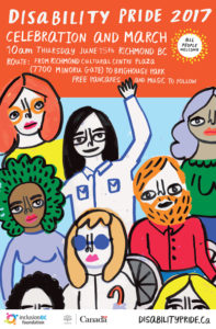 disability pride 2017 celebration and march 10 am thursday june 15th richmond BC. route: from richmond cultural centre plaza (7700 Minoru gate) to brighouse park. free pancakes and music to follow