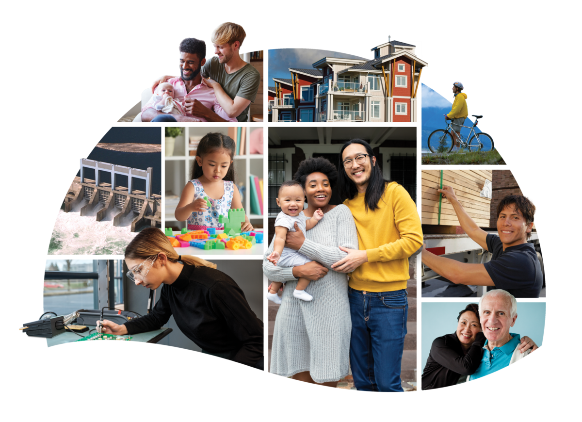 a collage of images of people, children, families, and communities.