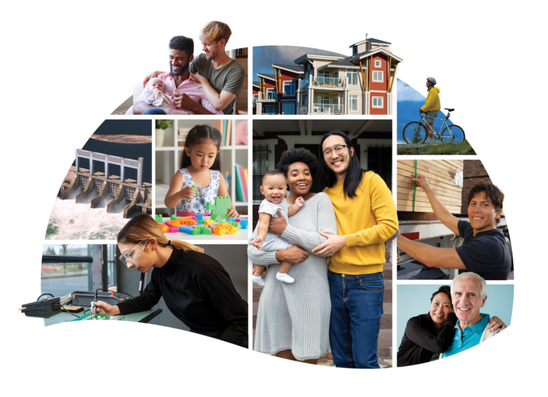 a collage of images of people, children, families, and communities.